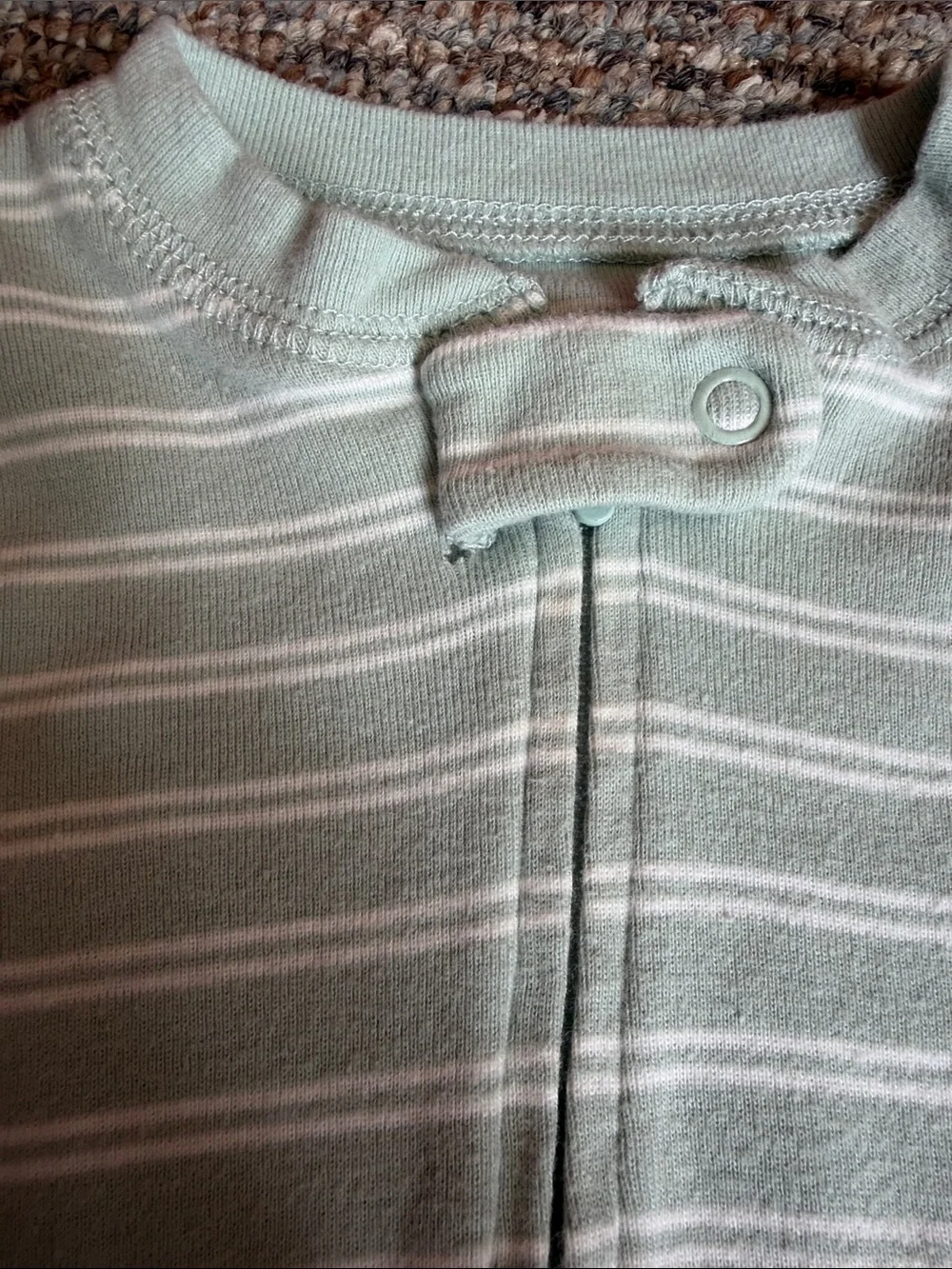 Carter's Light Green Striped Footed One-Piece with Orange Tractor
